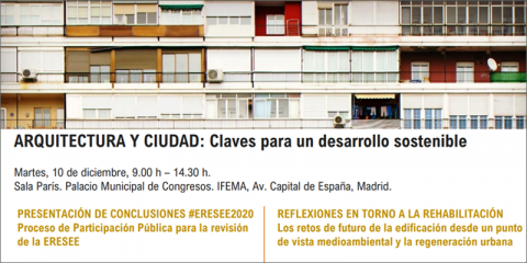 Ministerio de Fomento organiza la Jornada ‘Arquitectura y Ciudad: Claves para un desarrollo sostenible’ el 10 de diciembre en Madrid