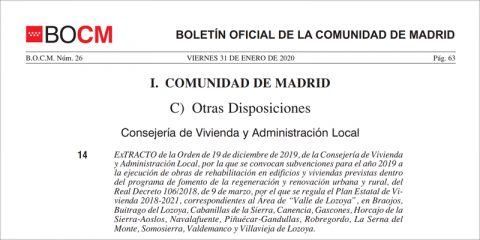 Abierta la convocatoria de ayudas para rehabilitación de viviendas en varios municipios de la Comunidad de Madrid