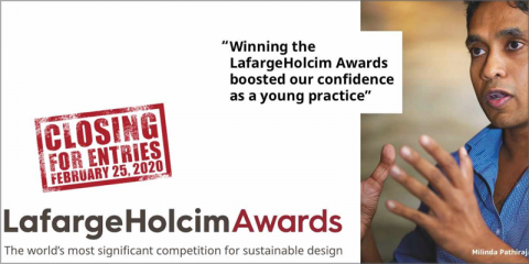 Los Premios LafargeHolcim lanzan el último llamamiento para presentar proyectos de diseño sostenible