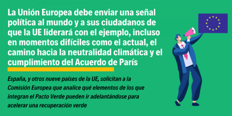 España y otros países instan a que el Pacto Verde Europeo sea la herramienta para la recuperación tras el COVID-19