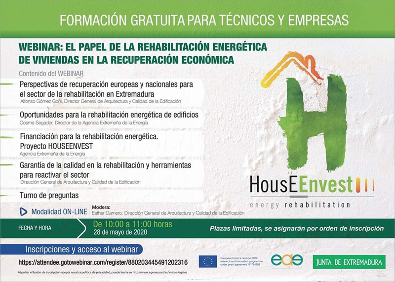 Contenido del webinar 'El papel de la rehabilitación energética de vivienads en la recuperación económica'.