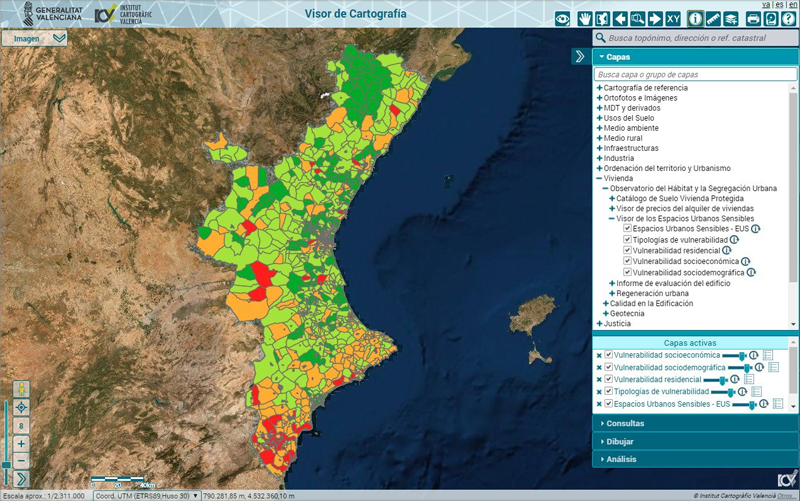 Visor de Espacios Urbanos Sensibles de la Comunitat Valenciana (VEUS)