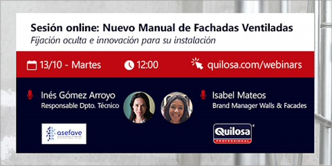 Webinar de Quilosa y Asefave para ampliar el conocimiento sobre fachadas ventiladas