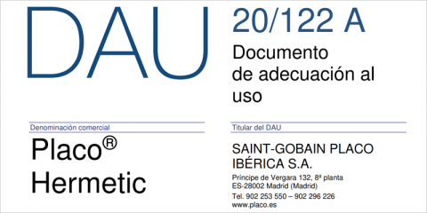 El sistema de hermeticidad Placo Hermetic recibe el Documento de Adecuación al Uso