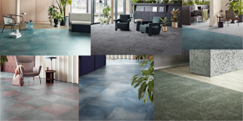 Confort y sostenibilidad en espacios interiores con LVT Iridescence y moquetas Ice Breaker de Interface 