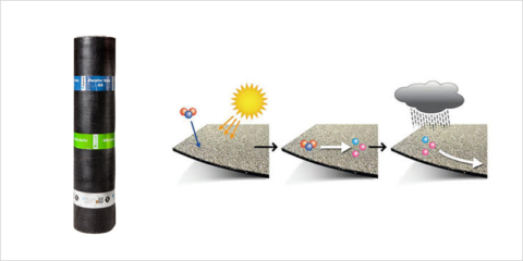 Arquitectura bioclimática con la impermeabilización de cubiertas descontaminante Nox-Activ de BMI