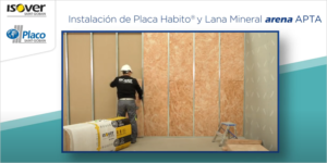 Tabique Placa Yeso Laminado Habito y Lana Mineral arena APTA