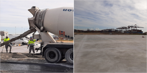 El hormigón innovador H-FIBRA de HeidelbergCement pavimenta una zona portuaria de Barcelona
