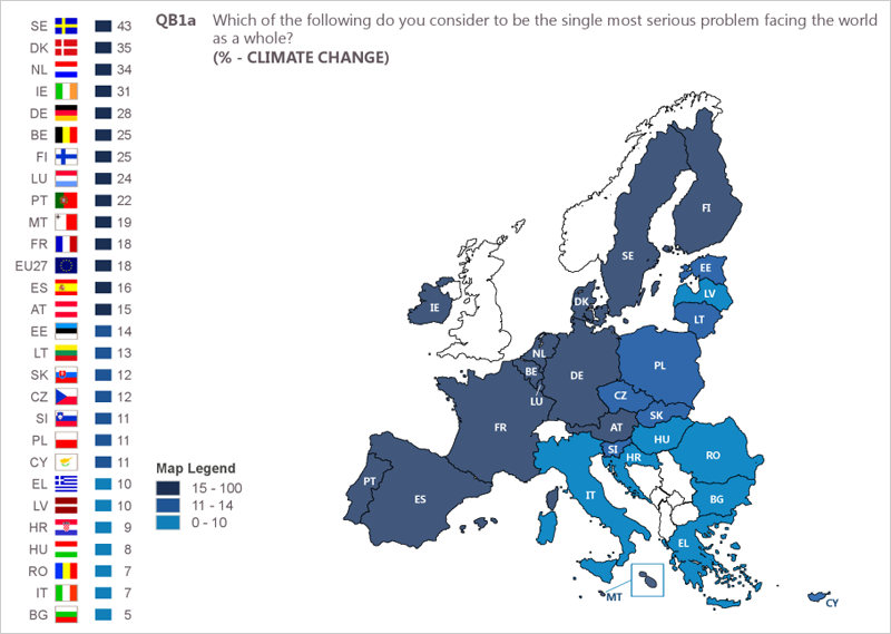  menciones al cambio climático de los países europeos encuestados