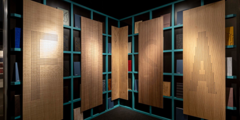 El tablero de madera sostenible Fibranatur E-Z TEX de Finsa, presente en la feria Architect At Work