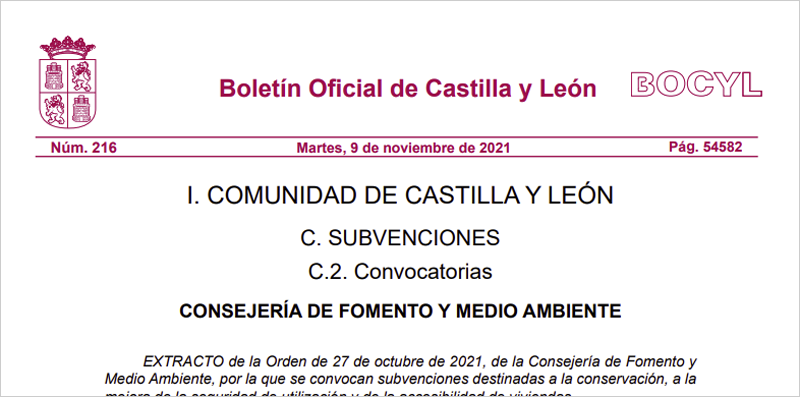 Convocatoria publicada en el Boletín Oficial de Castilla y León