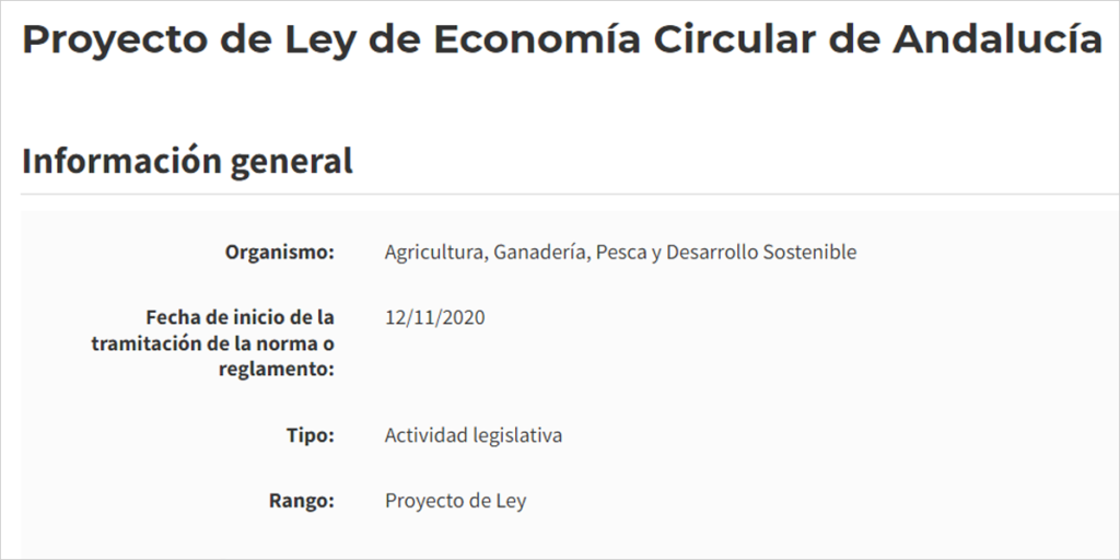 Proyecto de Ley de Economía Circular de Andalucía