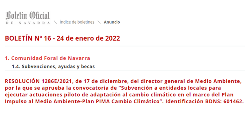 Navarra subvencionará las actuaciones orientadas a la adaptación al cambio climático