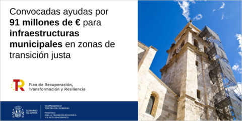 Ayudas de 91 millones de euros para infraestructuras de 184 municipios en zonas de transición justa