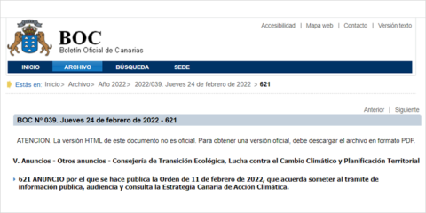 Abierto el periodo de exposición pública de la Estrategia Canaria de Acción Climática
