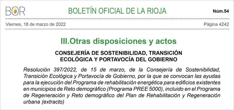 Ayudas para la rehabilitación energética en La Rioja