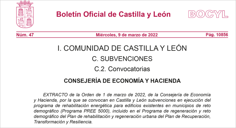 Convocatoria PREE 5000 de Castilla y León