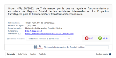 Aprobada la orden que regula el Registro Estatal de entidades interesadas en los PERTE