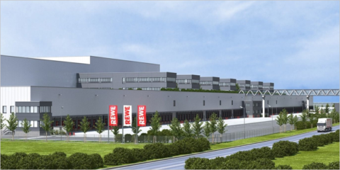 Iluminación de Trilux en el nuevo almacén de la cadena de supermercados Rewe en Alemania