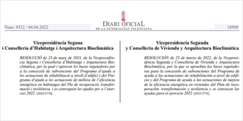 Ayudas para rehabilitar y mejorar la eficiencia energética de los edificios de la Comunidad Valenciana