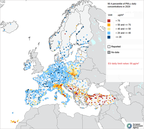 Estado de la calidad del aire en Europa 2022
