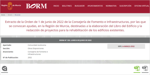 Abierta la convocatoria de ayudas para el diagnóstico energético de viviendas en la Región de Murcia