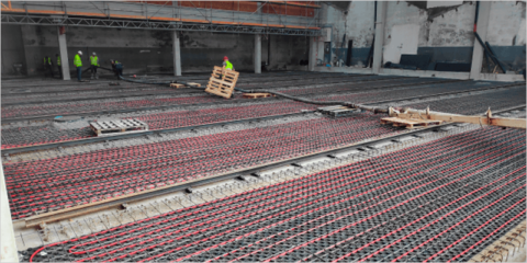 El suelo radiante Giacomini se instala en una nave industrial de la empresa portuguesa Monteiro Ribas