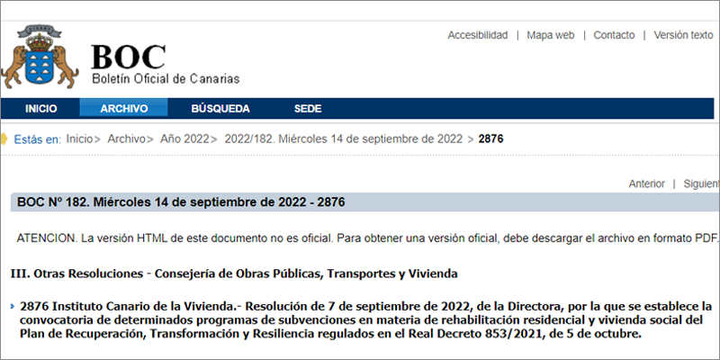 Convocatoria de ayudas a la rehabilitación residencial y la adaptación las exigencias de eficiencia energética en Canarias