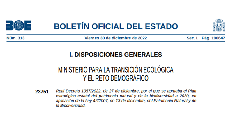 Plan estratégico del patrimonio natural y de la biodiversidad a 2030