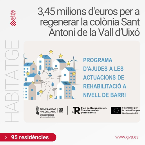 El Plan de barrios destina 3,45 millones a regenerar la colonia Sant Antoni de Vall d'Uixó