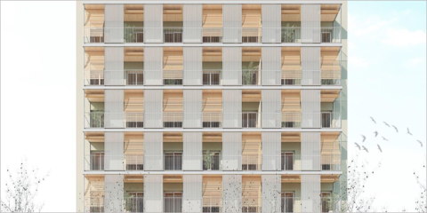 Arrancan las obras de 42 viviendas industrializadas públicas con madera en Barcelona