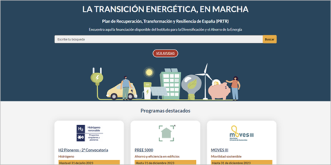 El nuevo portal web del IDAE incluye las ayudas del PRTR para impulsar la eficiencia energética