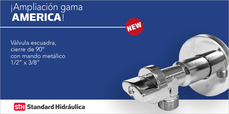 Standard Hidráulica lanza una nueva válvula de escuadra y un grifo lavadora  doble de la gama América • CONSTRUIBLE