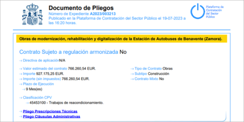 Se licitan las obras de rehabilitación y digitalización de la estación de autobuses de Benavente