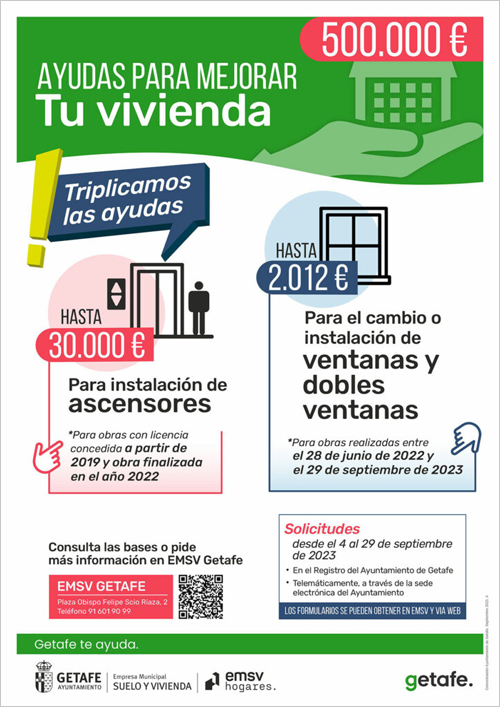 Abiertas las solicitudes de ayudas para instalación de ascensores y cambio de ventanas en Getafe