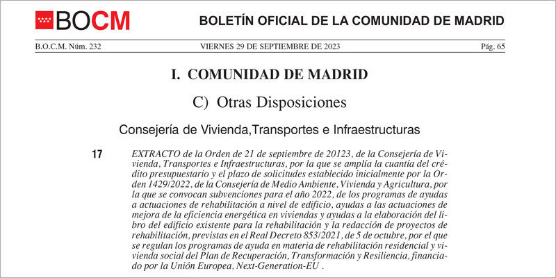 La Comunidad de Madrid aumenta cerca de un 40% las ayudas para rehabilitar viviendas