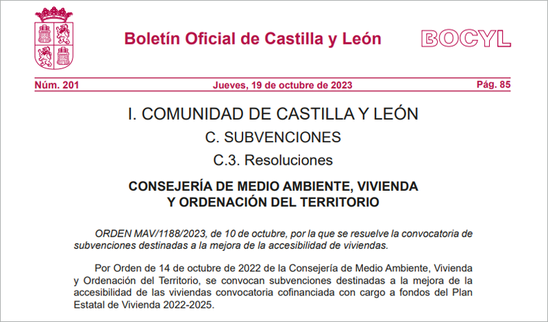 Convocatoria de ayudas en Castilla y León para mejorar la accesibilidad de las viviendas