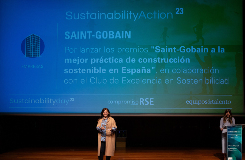Los premios Saint-Gobain a la mejor práctica de construcción sostenible en España han recibido el galardón Sustainability Actions 2023 por CompromisoRSE, gracias a su compromiso con la sostenibilidad y la sociedad