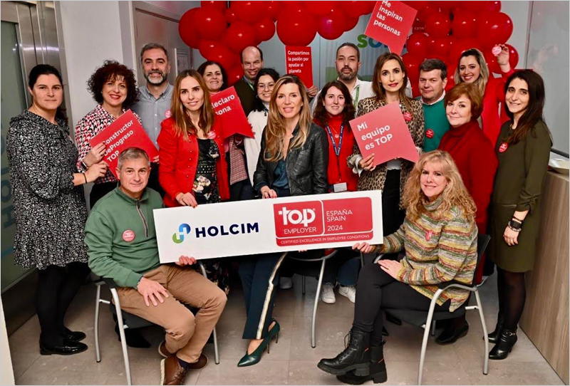 Holcim recibe el reconocimiento Top Employer 2024 como una de las mejores empresas para trabajar en España