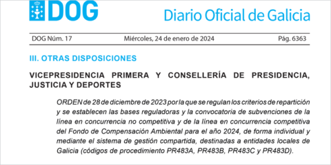 Convocatoria de ayudas para apoyar a los ayuntamientos gallegos en la protección del medio ambiente