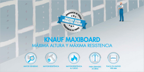 Las placas Knauf Maxiboard ofrecen protección contra incendios, aislamiento acústico y ligereza