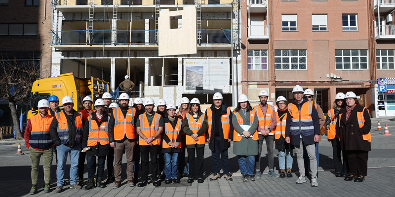 Navarra avanza en la construcción en Azpilagaña del edificio en madera más alto de Navarra, que empleará 508 toneladas de este material sostenible