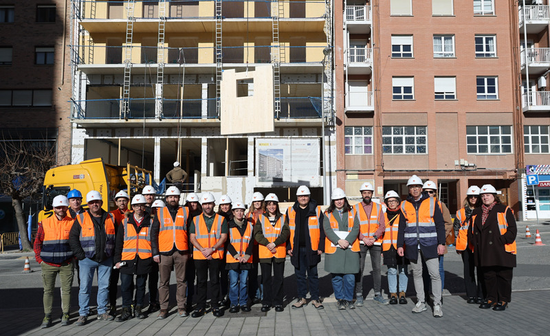 Navarra avanza en la construcción en Azpilagaña del edificio en madera más alto de Navarra, que empleará 508 toneladas de este material sostenible