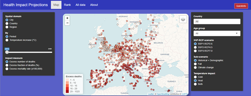 Un visor interactivo muestra cómo afectará el cambio climático a la salud en las ciudades de la UE