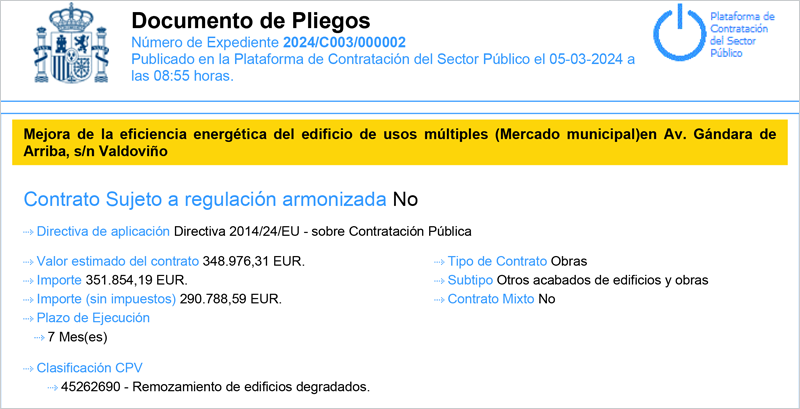 El Ayuntamiento de Valdoviño saca a concurso las obras de mejora energética del edificio municipal del Juzgado de Paz y de la Guardia Civil