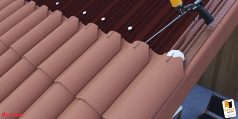 Recreación virtual de la instalación de cubiertas microventiladas con Tejas Verea y placas Onduline