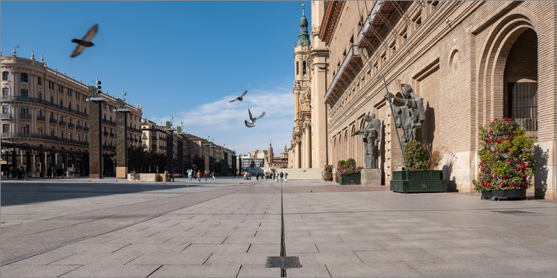 La compañía Ulma suministra canales de drenaje en hormigón polímero para la plaza del Pilar de Zaragoza