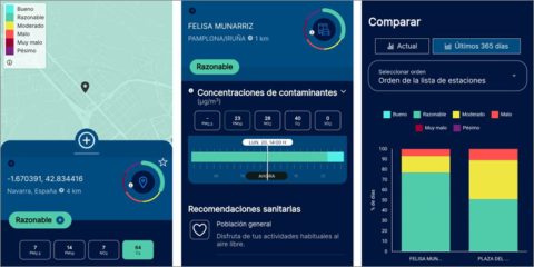 Navarra renueva la app móvil que muestra en tiempo real la calidad del aire de toda Europa