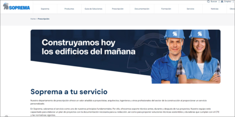 Nuevo apartado web de prescripción de Soprema con una amplia gama de recursos y servicios