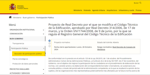 Consulta pública del proyecto de Real Decreto por el que se modifica el Código Técnico de la Edificación